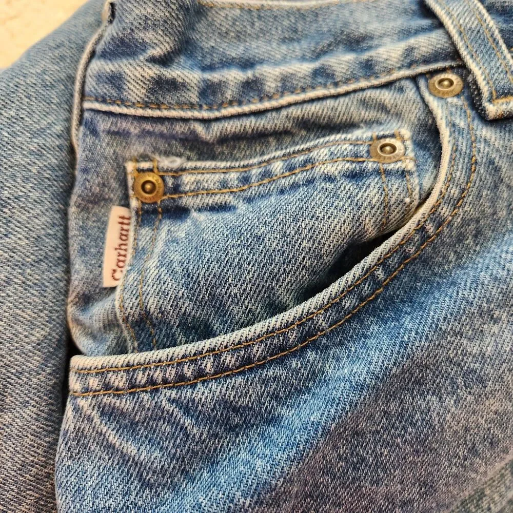 Carhartt Men's Relaxed Fit B160 DST Straight Leg Blue Jeans 40x29* Work Farm